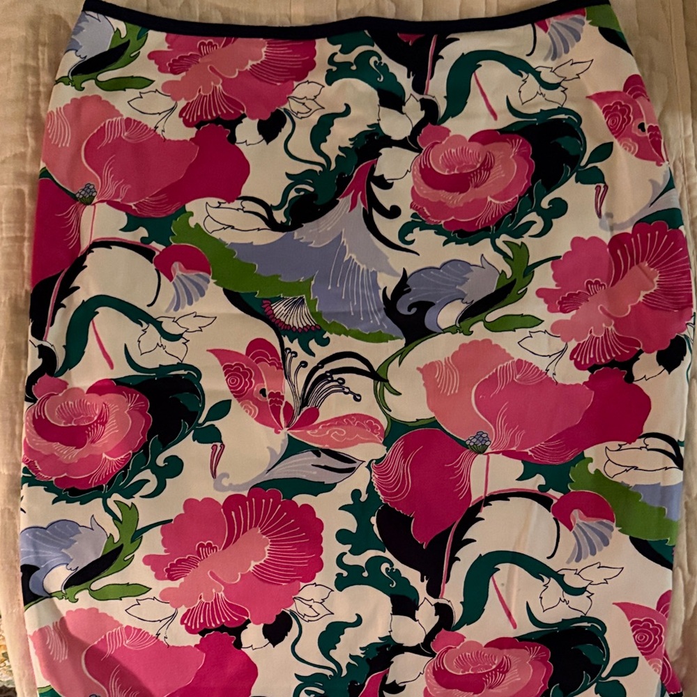 Talbots Pink and Green Floral Pencil Skirt